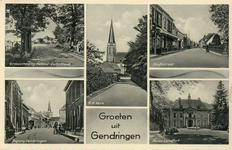 195 Ansichtkaart 'Groeten uit Gendringen' met foto's van de grensovergang (Anholtsweg) de Entree van Gendringen ...