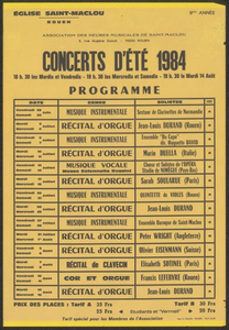 35 Concerts d' été 1984. Eglise Saint Maclou, Rouen