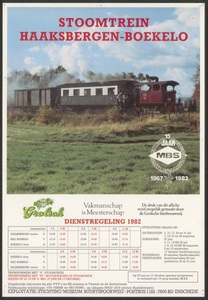 92 Stoomtrein Haaksbergen-Boekelo. Dienstregeling 1982