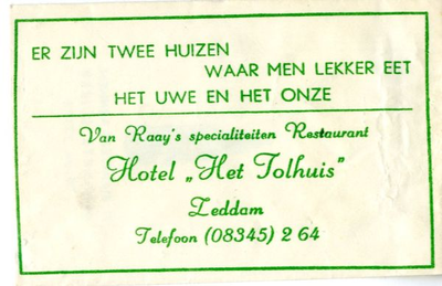 009 Van Raay's specialiteiten Restaurant Hotel 'Het Tolhuis'