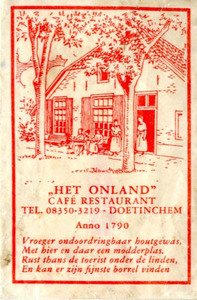 033 Café restaurant 'Het Onland'. Anno 1790