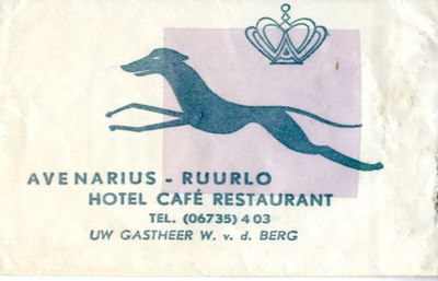 059 Hotel café restaurant 'Avenarius'. Uw gastheer W.v.d. Berg