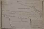 655-0001 Kaart van de rivier de Whaal tegens het bovenste gedeelte van de uitterwaarden onder de heerlijkheid Gent, met ...