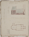 4515-0003 Aftekening van de plattegrond en opstand van de Herformde kerk te Ter Borg met zijn tegenliggende gronden, 1809]