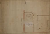 4885-0002 [Gedeelten van verdiepingen van een overheidsgebouw met op één ervan een tekening van een voordeur], [z.j]