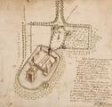 598 [Het kasteel Middachten : met ontwerp voor een buiten de slotgracht gelegen plein voor de poort van de voorburcht], 1652