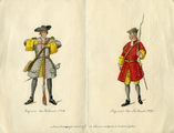 2921 Ingekleurde tekeningen van uniformen in de regimenten Van Pallandt in 1703 en 1731, 1921