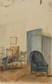 526-0007 Interieur met blauwe stoel : kamer van tante Emilie in het paleis, 1850-1900