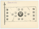 442-0008 Tekening van een vaandel met logo van de Oranjebond van Orde, 1913