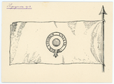 442-0009 Tekening van een vaandel met logo van de Kwartguldenvereniging, 1913