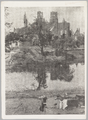 1143 Arnhem 1945. Groote Kerk en Walburgskerk gezien vanaf Eusebiusbuitensingel, 1945-01-01