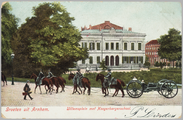 5102 Groeten uit Arnhem, Willemsplein met Hoogerburgerschool, ca. 1940