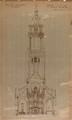 7801-0001 Groote of St. Eusebiuskerk te Arnhem. Oostzijde van den Toren en doorsnede over de kerk : het orgel, [Z.d], ...