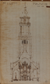 7801-0002 Groote of St. Eusebiuskerk te Arnhem. Oostzijde van den Toren en doorsnede over de kerk : het orgel, [Z.d] ca. 1900