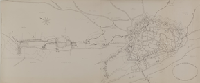 965 Plattegrond van Arnhem binnen de vestingwerken met de volledige loop van de Jansbeek, [Z.d], 1750-1770