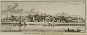 1256 Schenk en Schants, langs den Rhijn te zien, 1745