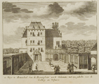 2339 't Huys te Rozendael van de Binnenplaats aen 't Inkomen met een gedeelte van de Gallery en Voljeeres, 1718