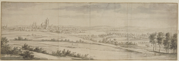 29 Gezicht op Arnhem van een heuvel bij Mariëndaal - vóór 1650, ca. 1647-1650