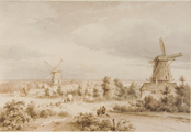 3801 De twee oliemolens buiten de Janspoort te Arnhem, [ca. 1840]