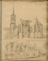 4186-0017r De kerk van Meer en een gezicht op de dorpsstraat, [ca. 1768]