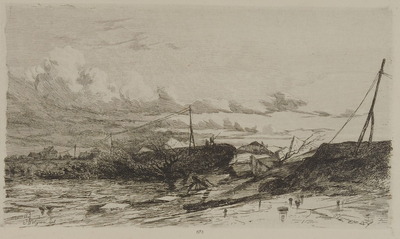 52 Watersnood, doorbraak van de Broekdijk te Arnhem, 1855