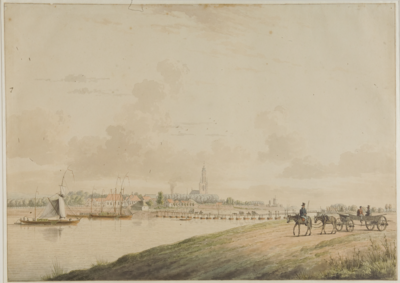 89 Gezicht op de schipbrug bij Arnhem, [ca. 1826-1844]