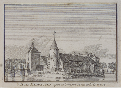 1 't Huis Middagten tegen de voorpoort en van ter zijde te zien, 1743