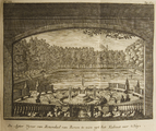 1505-III-162B4rood-0010 No.VII: De Agter Vijver van Rozendael van Boven te zien uyt het Kabinet naer t Huys, 1718