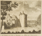 1505-III-162B4rood-0021 No.XVI: Het Gezicht van't Huys te Rozendael van Achter by 't Bosch te sien, 1718