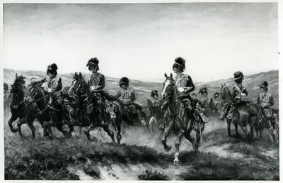 1394 Foto van het schilderij Rijdende artillerie op de Rozendaalse heide (1878-1933) van Jan Hoynck van Papendrecht uit ...