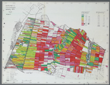 377c-0005 Gekleurde overzichtskaart waarop de afstand tussen de percelen en de agrarische bedrijfsgebouwen onder Eemnes ...