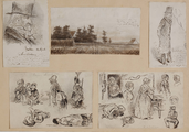 3605 Tekeningen en schetsen van Amsterdamse typen, en huis van Rexwinkel, 1848-ca. 1860
