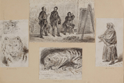 3606 Tekeningen en schetsen van Amsterdamse typen en tijger in Artis, 1848-ca. 1860