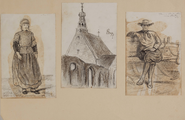 3613 Kerk te Bergen en klederdrachten van Marken, 1848-ca. 1860