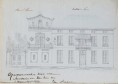 1-0053 no. 44 Tekening van een nieuwe te bouwen gedeelte aan het bestaande huis van de baron T. van Brakel tegenover ...