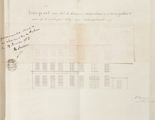 2-0008 no. 5. Voorgevel van het te bouwen woonhuis met werkplaats aan de te verlengen steeg bij de schoolpaats , 1853