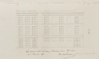 2-0077 no. 74. Teekening van een te bouwen woonhuis voor G. de Jong : gevels langs de Rijnkade en de Rodenbugerstraat, 1855