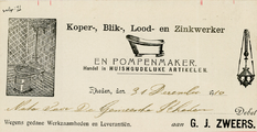 11 Koper-, blik,- lood- en zinkwerker en pompenmaker G.J. Zweers, 1910