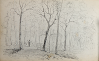 89.03-0072 Wandelaar op bospad, 1850-1860
