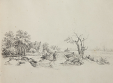 89.04-0004 Landschap met mensen op een dijk, 1850-1860