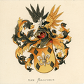 247.02 Chromolithografie van het familiewapen Van Mansvelt, 1885-1890