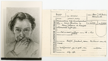 2.01-0002 Indexkaart van het Iconografisch Bureau met zelfportret van Jannet Mary Cochius, 1942