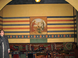 1450 muurschildering van bijbelse voorstelling in nis/kapel interieur oosters kleed (persoon) Cenakelkerk, 15-02-2011