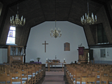 5451 interieur zaalkerk met zicht op orgel (links), altaar (midden), kansel (rechts) Nederlands Hervormde kerk Barchem, ...