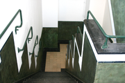 680 trap met trapleuningen binnen (afgaand) kathedraal radio Kootwijk, 28-10-2005