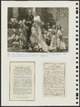 1-0016 Bladzijde 8, met trouwfoto van L.E. van Soest en twee bidprentjes, 1945-1946