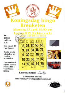  Bingokaarten van de Koningsdagbingo Breukelen