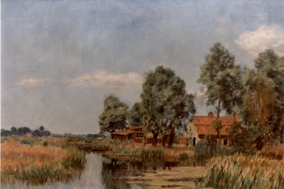 540; Foto van een schilderij, getiteld Boerderij bij Vinkeveen van Folkert Post