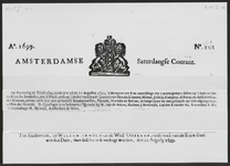  Advertentie uit de Amsterdamsche Courant 1699