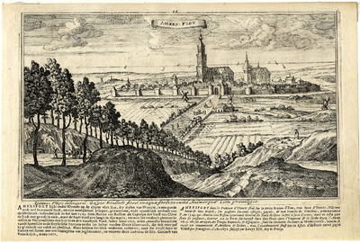 200010 Profiel van Amersfoort uit het zuidwesten vanaf de Amersfoortseberg met de Utrechtseweg.01-01-1674-31-12-1674